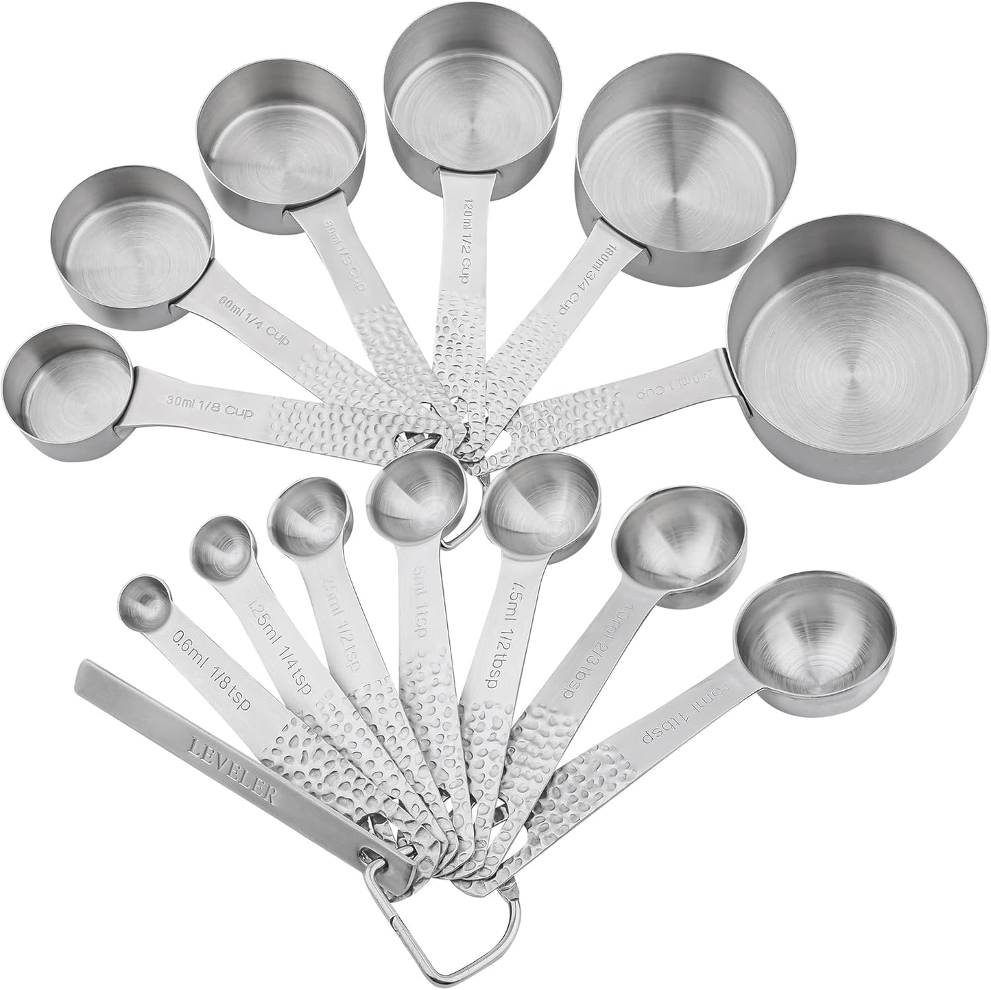 Measuring Cups and Spoons Set 14, 18/8 Stainless Steel Measuring Cups and Spoons Set for Baking & Kitchen, Metric & US Metal 6 Measuring Cups and 7 Measuring Spoons with 1 Leveler