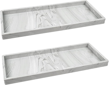 Countertop and Vanity Tray - 2 PC Large 11.7" Silicone Bathroom Trays, Counter Organizer, Dish Soap Sponge Holder Kitchen Sink Tray Organizer, Sink Caddy Toothbrush Key Kitchen Soap Trays