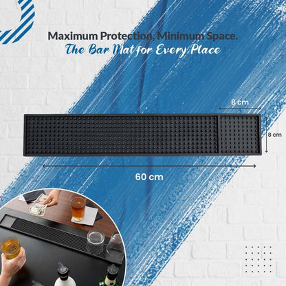 Bar Mats for Countertop by ProTensils - 23" x 3.25" Bar Rail Mat, Black Rubber Bar Mats for Bartending, Bar Service Drip Mat, Home Bar, Coffee Bar Mat Spill Matt (2 Pack)