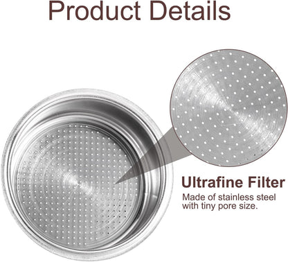 uxcell 1Pcs 51mm Coffee Filter Basket, 2-Cup Stainless Steel Reusable Espresso Coffee Machine Bowl Baskets Replacement