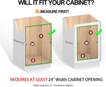 Pull Out Cabinet Organizer (22"W x 21"D), Slide Out Shelves for Kitchen Cabinets, Pull Out Drawers Heavy-Duty Metal Rolling Shelf, Chrome Finish