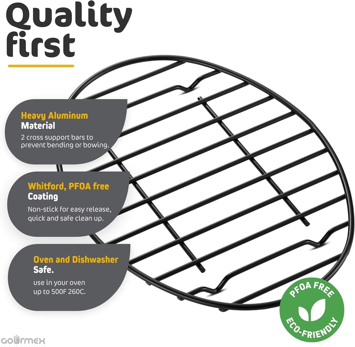 Oval Cooling Rack with Integrated Feet, Roasting Wire Rack, Drying, Grilling, Cooking, Baking Rack With Non-Stick Coating, PTFE Free, Oven and Dishwasher Safe, Large Oven Rack 9.85 X 14 inches