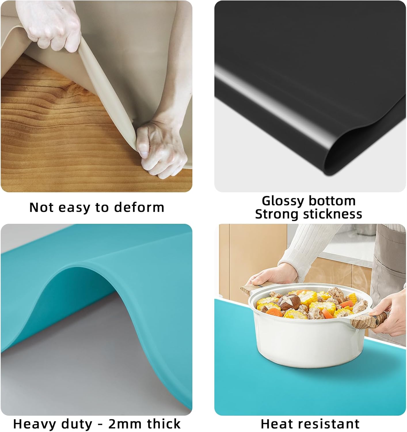 KVK 43.3×25.6in Silicone Mats for Kitchen Counter - Extra Large Silicone Mat Heat Resistant - Glossy Bottom Non Slip - Universal Painting Craft Resin Mat Table Countertop Protector, Taupe