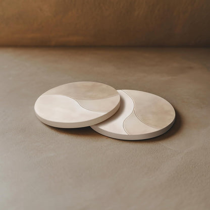 VEYRO Coasters Set of 6 for Drinks – Absorbent Ceramic Stone Drink Coasters with Cork Backing for Coffee Table & Desk, Modern Marble Look Cup Coaster Set, Housewarming Gift for New Home