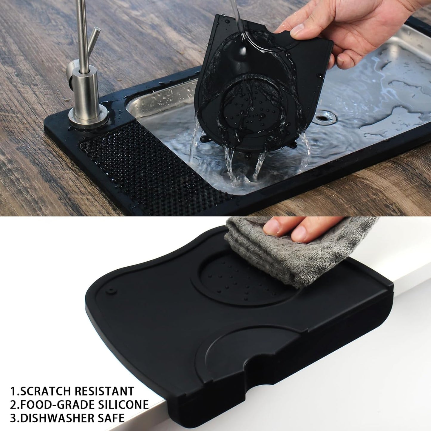 DIBTSA Espresso Tamping Mat, Silicone Coffee Tamper Mat with Corner Edge Tamp Support Station for Countertop, Barista Tools, Espresso Accessories, Medium, Black