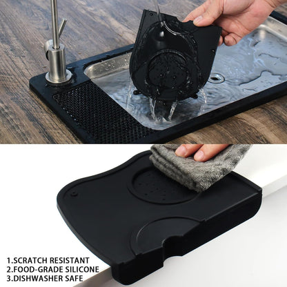 DIBTSA Espresso Tamping Mat, Silicone Coffee Tamper Mat with Corner Edge Tamp Support Station for Countertop, Barista Tools, Espresso Accessories, Medium, Black