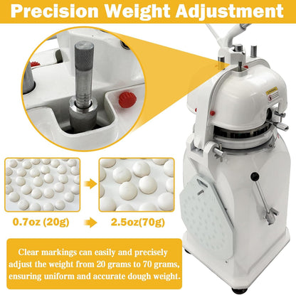TECHTONGDA Dough Divider Rounder 36pcs Dough Ball Cutter Pizza Roll Ball Forming Machine Electric Dough Cutting and Rounding Machine for Hamburger Bread Pizza Bakery 0.7og-2.5oz