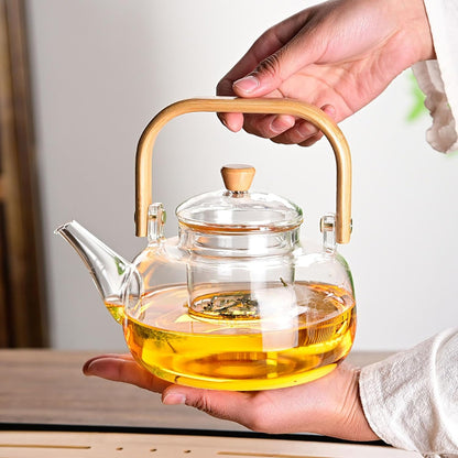 Glass Teapot with Infuser Clear Glass Tea Kettle 900 ml Tea Pot for Stove Top, Loose Tea, Tea Maker Gift,A