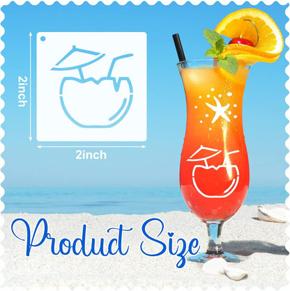 100 Pcs Stencils for Painting on Wood Reusable Stencil Crafts Drawing Templates Holiday Wall Paper for DIY Scrapbook Home 2 x 2 Inch(Hawaiian Style)