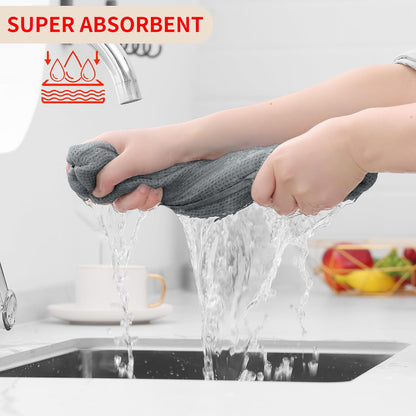 Homaxy 100% Cotton Waffle Weave Kitchen Dish Cloths, Ultra Soft Absorbent Quick Drying Dish Towels, 12 x 12 Inches, 8-Pack, Grey