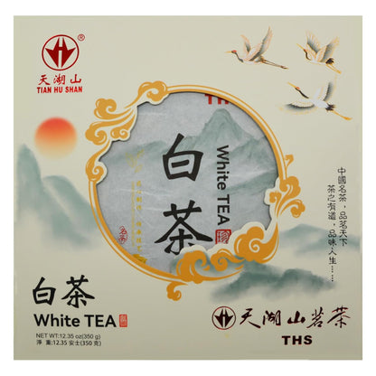 TIAN HU SHAN White Tea Cake, Premium White Peony Tea 12.35oz / 350g, Smooth & Fresh Taste Low Caffeine Chinese Tea