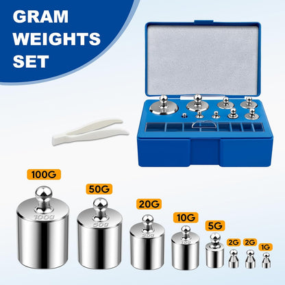 UCEC Calibration Weights for Digital Scale, Scale Weights Calibration Weights Kit, 1g 2g 5g 10g 20g Gram Weight Set with Storage Box and Tweezer