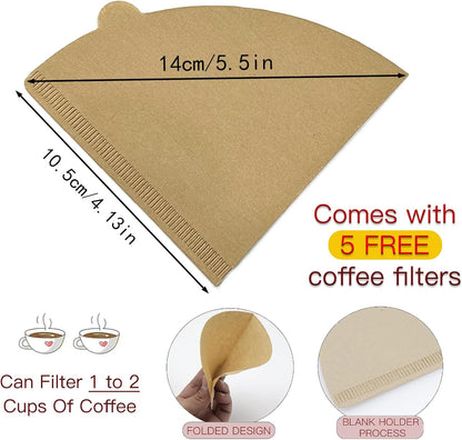 Collapsible Coffee Maker Filter, Reusable Coffee Dripper, Rubber Coffee Maker with 5Pcs Paper Filters, for Home, Camping, Travel, Office