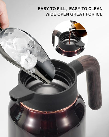 51 Oz Carafes for Hot Liquid, Stainless Steel Insulated Vacuum Thermal Coffee Carafes For Keeping Hot, 1.5 Liter Coffee Dispenser(Angola Red)