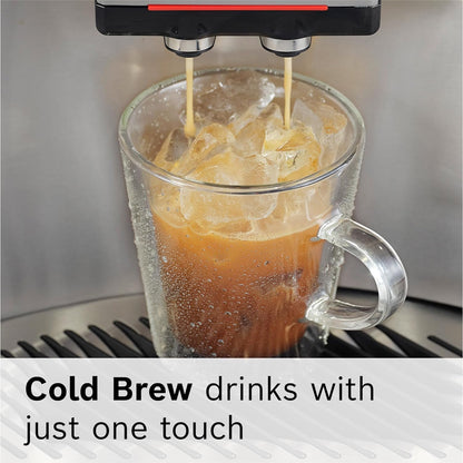 Bosch 800 Series Fully Automatic Espresso and Coffee Machine – 36 Drinks with Coffee World, Cold Brew, Double Cup, Milk Hose, Glass Milk Container, in Metallic Silver TPU60501