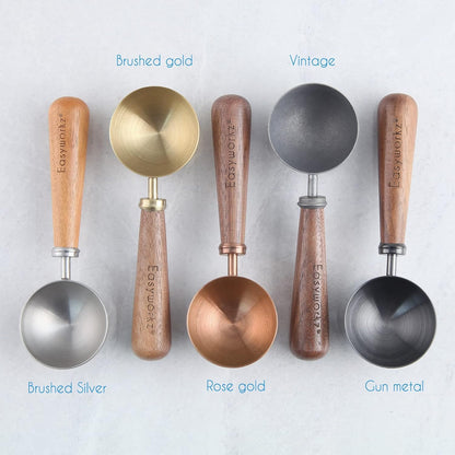 Easyworkz Retro Stainless Steel Coffee Spoon With Black Walnut Handle,10g - Measuring Spoon (Vintage)