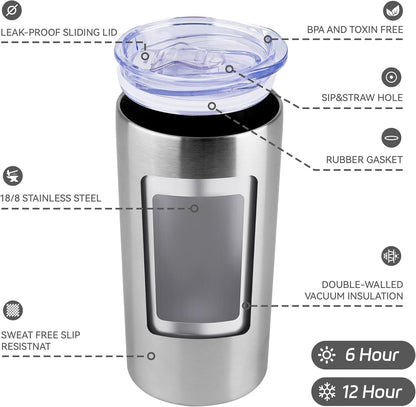 HASLE OUTFITTERS 12oz Skinny Tumbler Bulk, Slim Tumblers Set with Lid, Double Wall Stainless Steel Insulated Travel Coffee Mug, Durable Powder Coated Travel Water Cup(Stainless Steel, 12)