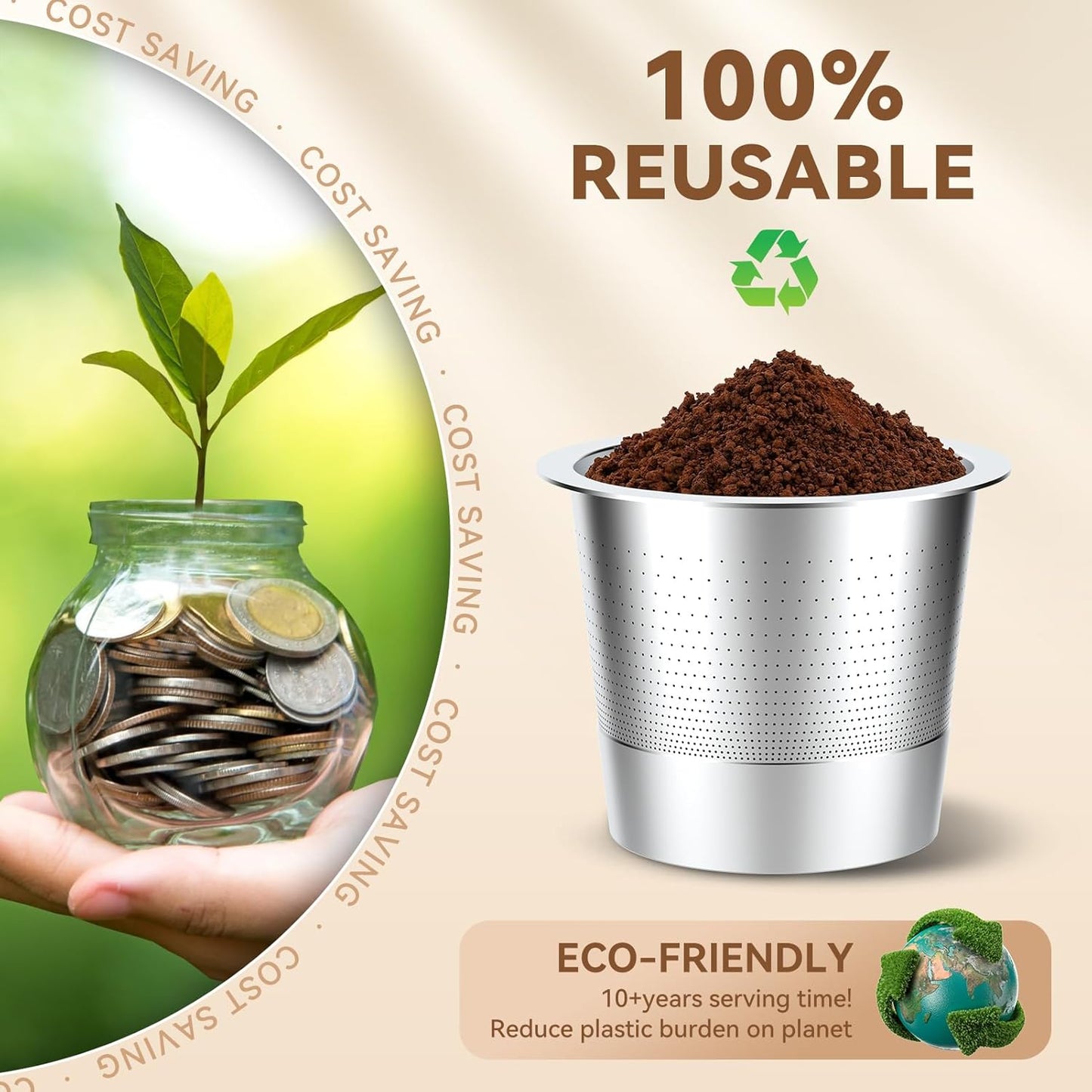 4 Pack Reusable K Cups Coffee Pods for Keurig 1.0: Stainless Steel Refillable K Cup - Reusable Coffee Filter for Keurig 1.0 Coffee Maker, Permanent, Eco-Friendly, Innovative Design