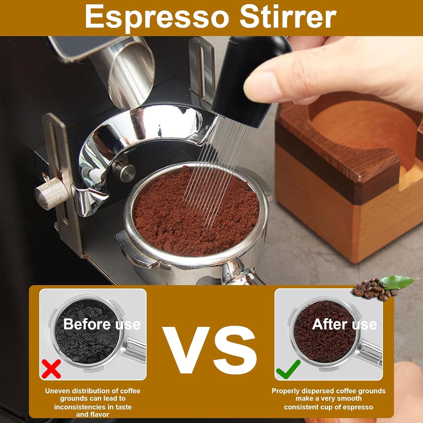 58mm Espresso Accessories,Wdt Tool espresso,Dosing Funnel And Coffee Puck Screen,Coffee Distributor,barista kit,0.4mm Stainless Steel 12pin Espresso Stirrer,With Additional 12 Replacement needles