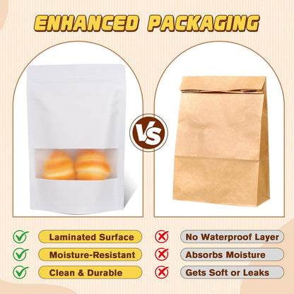 50 Pack Smell Proof Bag, Stand Up Zip Lock Bags, Cookie Bags with Seal, Resealable Pouches, Packing Bags for Cheese, Herbs, Coffee, Spice, Nuts, Soap, Bath Salts, Party Favors, Tea