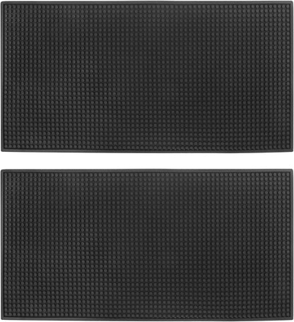 2 Pack Rubber Bar Mats, 24" x 12" Black Large Bar Service Mat, Spill Mat for Countertop, Bartending, Rubber Bar Mats, Efficient and Stylish Solution for Every Bartending Need,by KUKLIPJIM