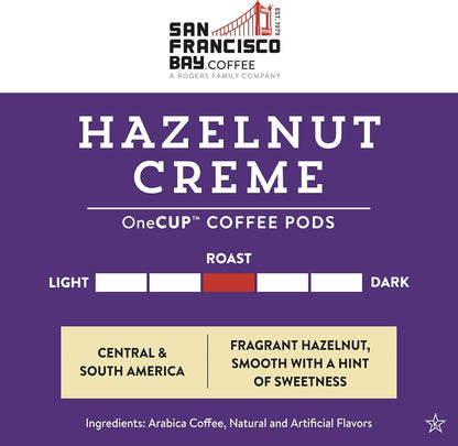 San Francisco Bay Compostable Coffee Pods - Hazelnut Crème (36 Ct) K Cup Compatible including Keurig 2.0, Flavored, Medium Roast