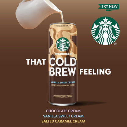 Starbucks Cold Brew Coffee, Salted Caramel Cream, 11 fl oz Cans (12 Pack), Premium Coffee Drink, Iced Coffee