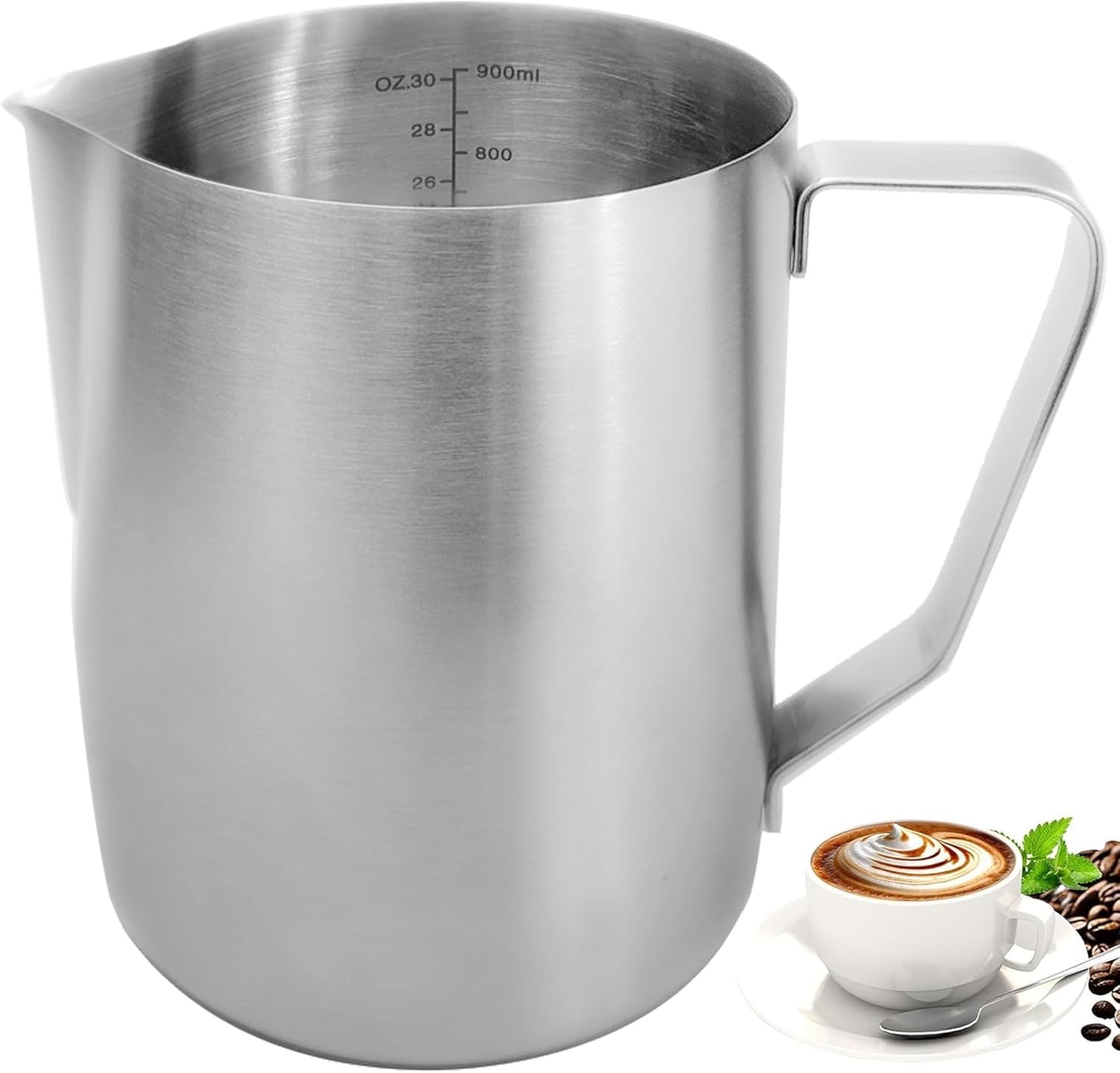 Milk Frothing Pitcher 900ml/30oz Steaming Pitchers Stainless Steel Milk/Coffee/Cappuccino/Latte Art Barista Steam Pitchers Milk Jug Cup For Coffee Lover