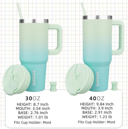 BJPKPK Insulated Tumblers With Handle And Straw 30 oz Stainless Steel Tumbler Cups With Lid,Mint