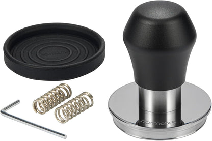 Normcore 58.5mm Coffee Tamper V4.1 Mini, Spring-Loaded with Click Feedback, Self-Leveling Stainless Steel Flat Baffle, Compatible with 58mm Espresso Machines Portafilter, Black