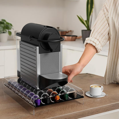 Storage Drawer for Nespresso Original Line， Coffee Pod Holder for Counter Acrylic Coffee Capsule Organizer - 40 Pods
