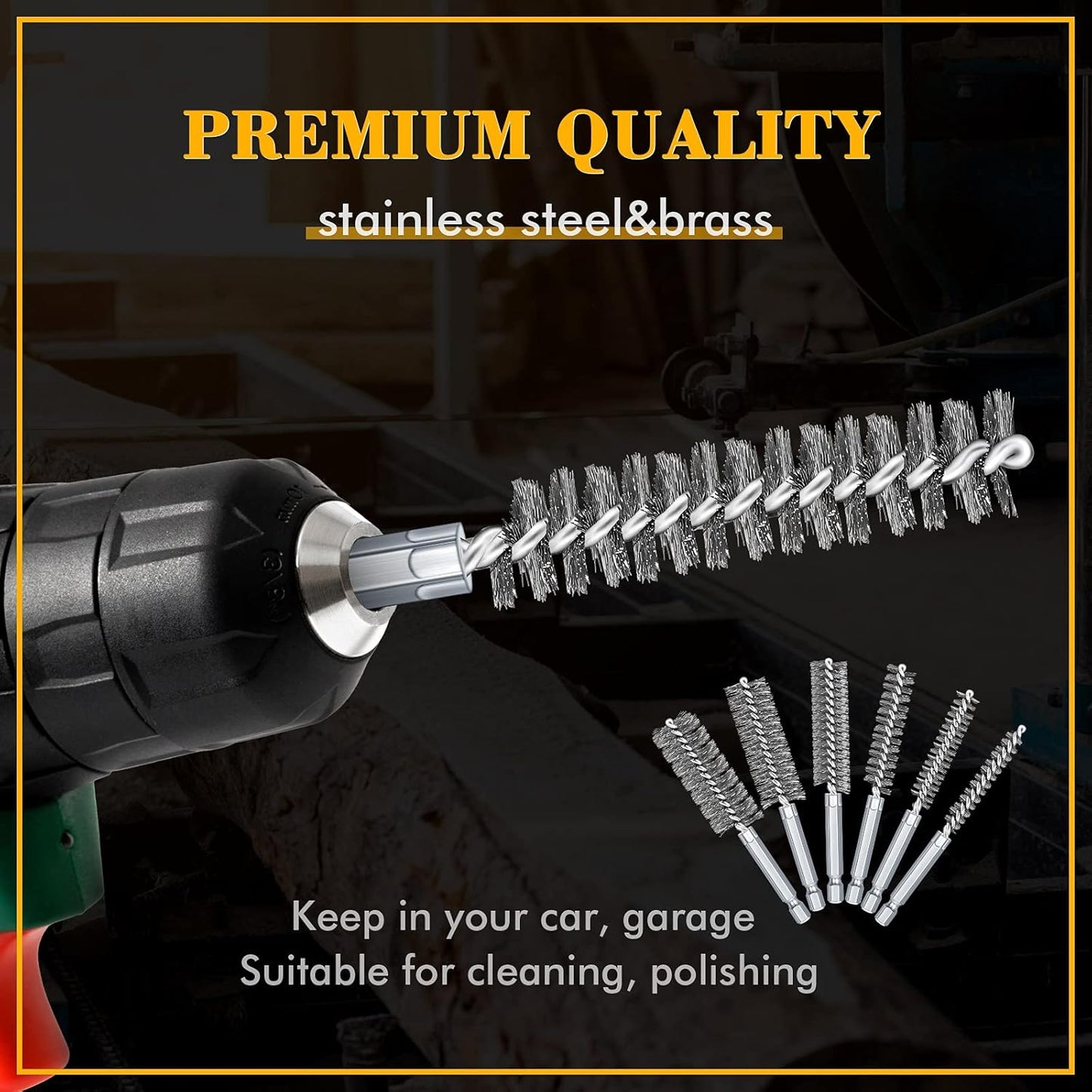 12 Pieces Bore Brush for Drill Wire Bore Brush Set Wire Cleaning Set Stainless Steel Cleaning for Power Drill Impact Driver (Stainless Steel,Brass)