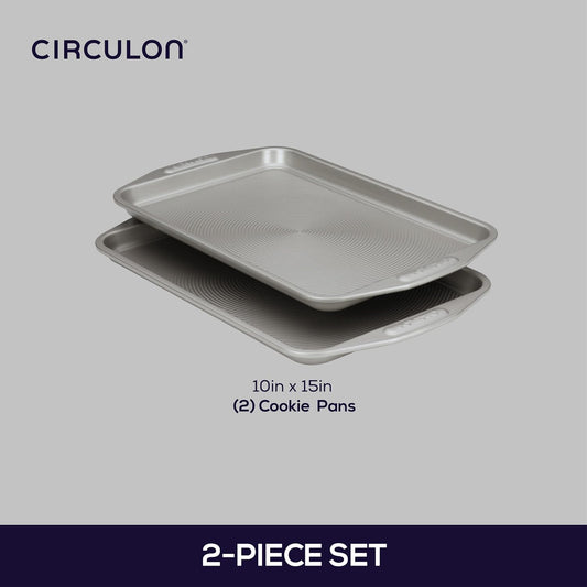 Circulon Total Bakeware Set Nonstick Cookie Baking Sheets, 2 Piece, Gray