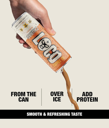 Loco Coffee Churro Latte 11 Ounce Can, 12 Count | Zero Sugar, 200mg Caffeine | Gluten Free and Dairy Free | Low Calorie Iced Coffee