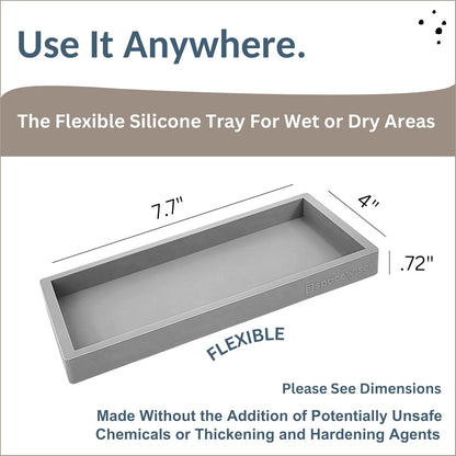 Countertop and Vanity Tray - Small 7.7" Silicone Tray for Soap Dispenser Bottles, Bathroom Trays, Kitchen Sink Soap Trays, Sink Caddy Kitchen Sinks Organizer, Soaps Dish & Sponge Holder Mat
