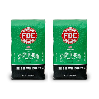 Fire Department Coffee - Gives Back to Firefighters - Irish Whiskey Infused Ground Coffee - Medium Roast - Non-Alcoholic - Roasted in the USA - Veteran Owned (12 oz, Pack of 2)
