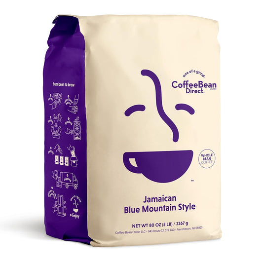 Coffee Bean Direct Jamaican Blue Mountain Style, Whole Bean Coffee, 5-Pound Bag