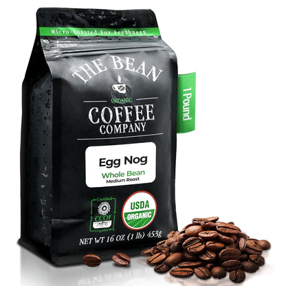 The Bean Organic Coffee Company Egg Nog, Medium Roast, Whole Bean Coffee, 16-Ounce Bag