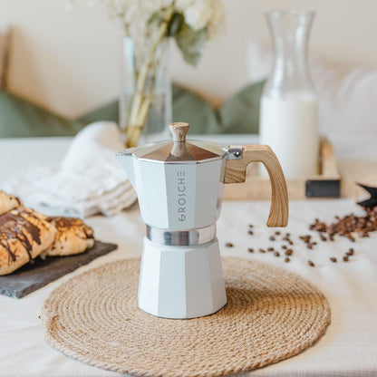 GROSCHE Milano Moka Stovetop Espresso Coffee Maker (3 Cup / 150 ml, White)