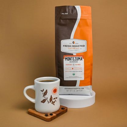 Fresh Roasted Coffee, Organic Montezuma Sunrise| USDA Organic, Kosher | Medium Roast 2 lb (32 oz) Ground