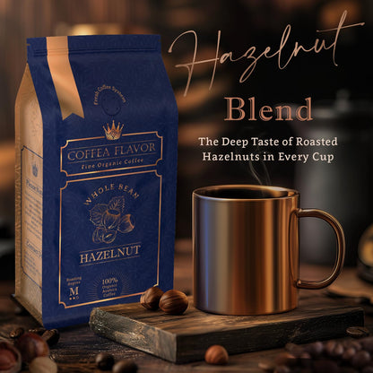 Hazelnut Flavored Whole Bean Coffee – 100% Arabica, Organic, No Artificial Sweeteners, Naturally Flavored, Medium Roast, Single Origin – by Coffea Flavor