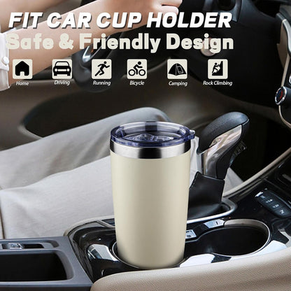 20 oz Tumbler with Lids and Straws, Stainless Steel Insulated Coffee Tumbler, Double Wall Vacuum Insulated Travel Mug Cup, Leakproof Thermal Coffee Cup for Hot and Cold Drinks (cream)