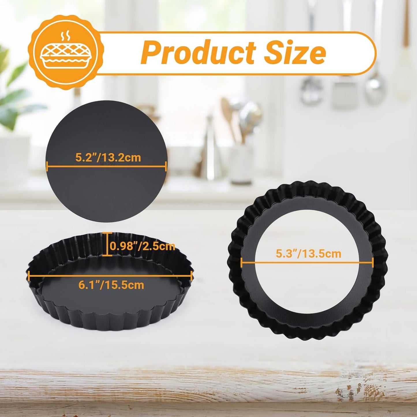 Beasea 6 Inch Tart Pan, 2pcs Small Tart Pie Pans with Removable Bottom Mini Non Stick Pie Tin Container Pan Loose Bottom Fluted Quiche Baking Pan for Fruit Tart Quiche Cakes