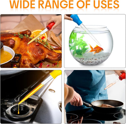 Boao 14 Pcs Heat-resistant Turkey Baster Cooking Set Includes 8 Pcs 11 Inch Turkey Baster, 2 Silicone Basting Brush, 4 Cleaning Brush for Thanksgiving Cooking, BBQ Grill, Baking Meat(Bright Color)
