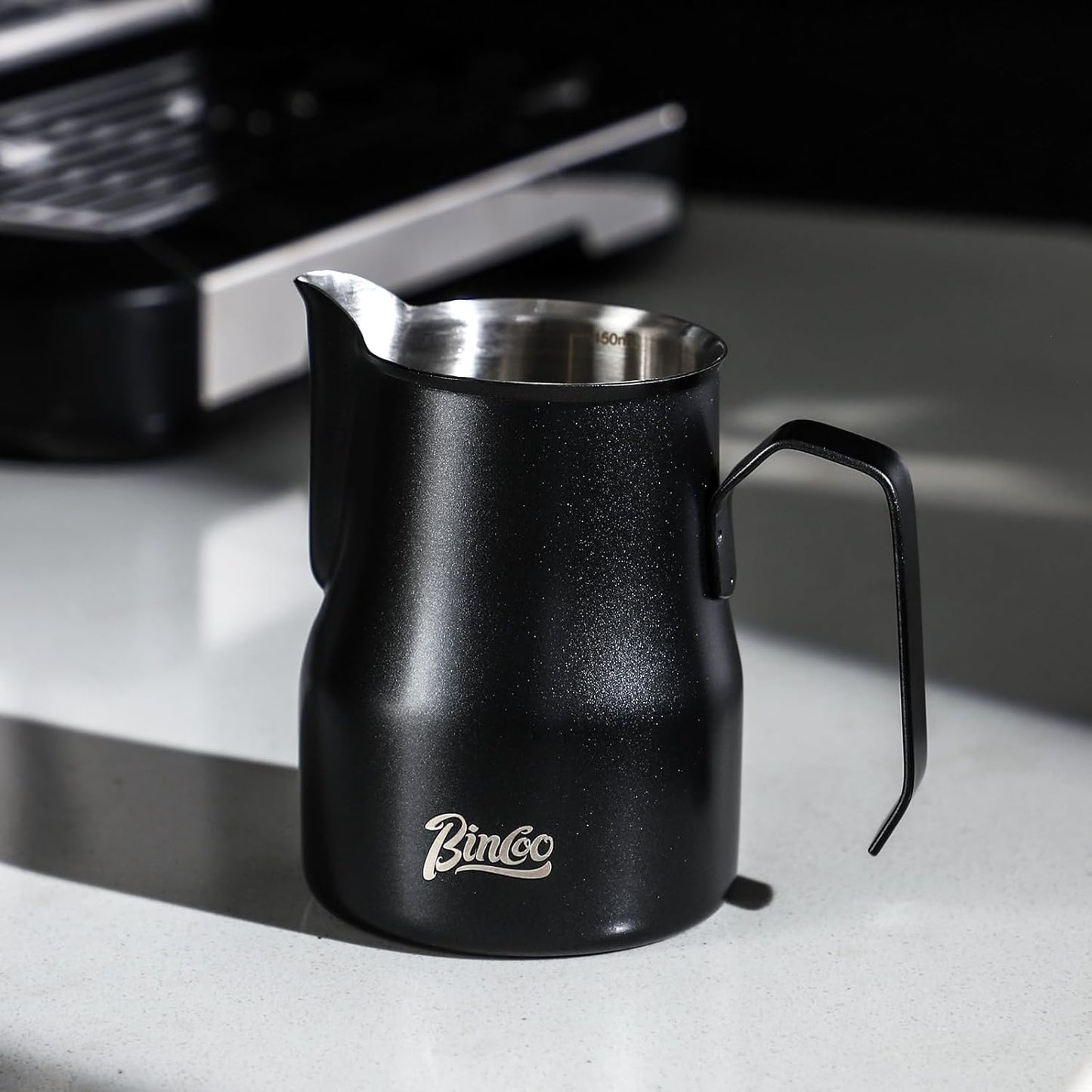 Milk Frothing Cup 450ML - Espresso Steaming Pitcher with Large Handle and Spout,Cappuccino Latte Art Cup for Barista and Home Cafe