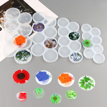 4Pcs Set 32-Cavity Resin Circle Molds, Flat Round Keychain Silicone Mold, Magnet Mold, Earrings Mold, Pendant Silicone Mold for Resin(2in, 1.75in, 1.5in, 1.25in)