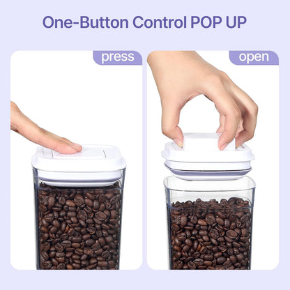 Food Airtight Containers storage with Lids One Button Open/POP UP/Kitchen Storage Organization for Coffee Tea Brown Sugar Cereals 350ml x 1