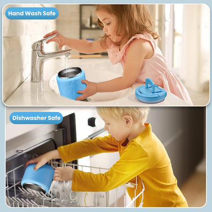 Soup Thermo for Hot Food Kids 25.5oz Lunch Containers with Buckle Lid Wide Mouth Hot Food Jar Vacuum Insulated Stainless Steel Bento Box Leakproof with Spoon(Blue)