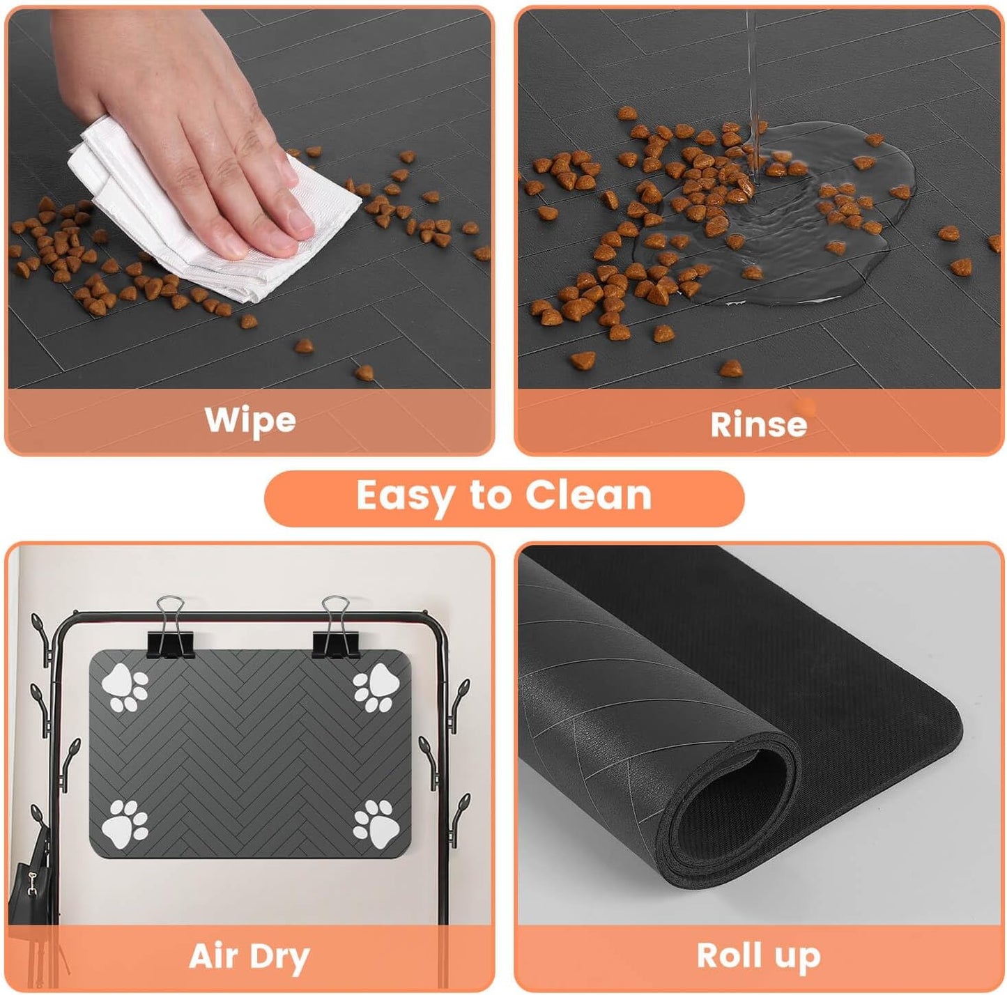 Pet Feeding Mat-Absorbent Pet Placemat for Food and Water Bowl, with Waterproof Rubber Backing, Quick Dry Water Dispenser Mat for Dog and Cat (12"x20", Blue)