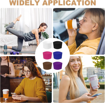 uxcell 6Pack Coffee Cup Sleeves, Reusable Silicone Heat Resistant Cup Protective Sleeve Nonslip Mug Protector Cover for Home Travel Coffee Mug Glasses Water Bottle Boots, Multicolor